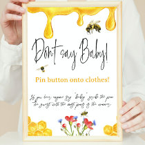Yellow Honey Bumble Bee Don't Say Baby Shower Game Poster