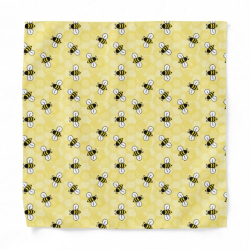 Yellow Honey Comb Bumble Bees Bandana