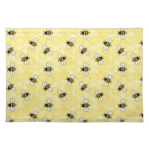 Yellow Honey Comb Bumble Bees Cloth Placemat