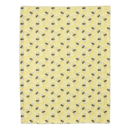 Yellow Honey Comb Bumble Bees Duvet Cover