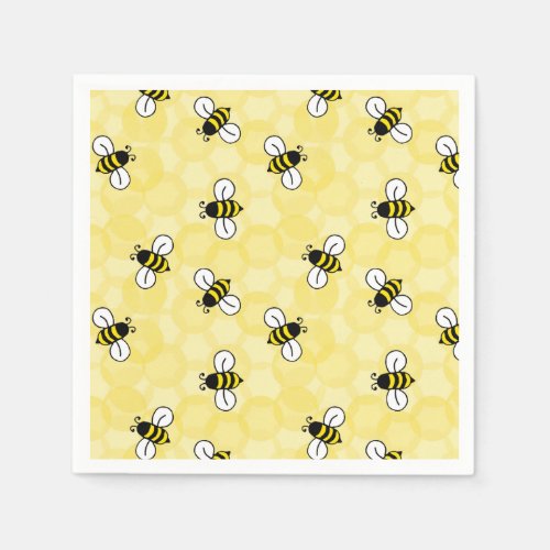 Yellow Honey Comb Bumble Bees Napkins