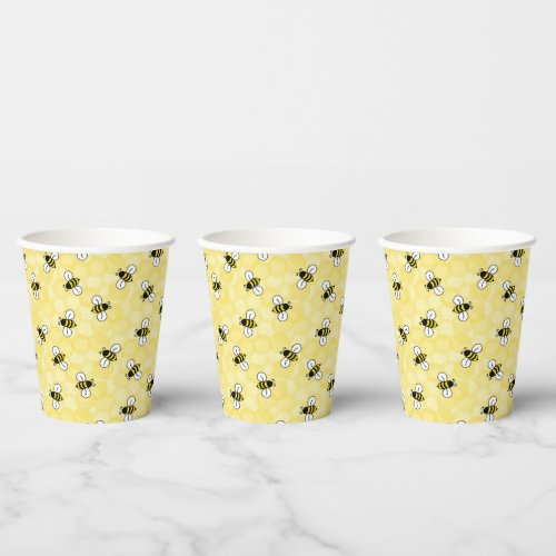 Yellow Honey Comb Bumble Bees Paper Cups