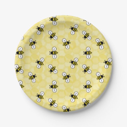 Yellow Honey Comb Bumble Bees Paper Plates