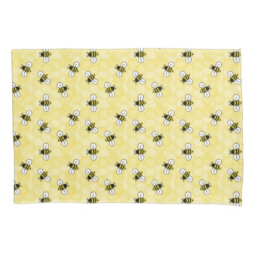 Yellow Honey Comb Bumble Bees Pillow Case