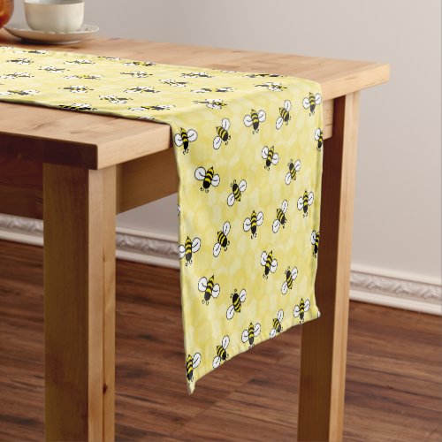 Yellow Honey Comb Bumble Bees Short Table Runner