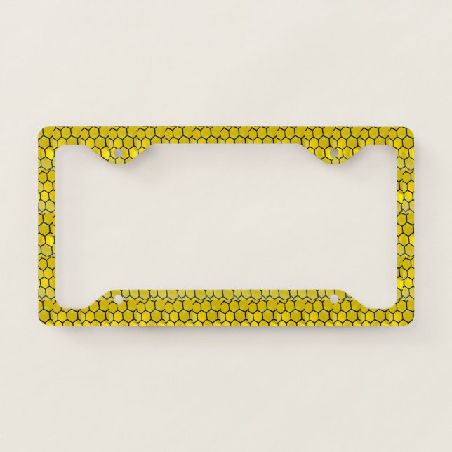 Yellow Honey Comb  License Plate Frame (Front)