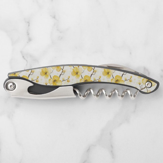 Yellow Honey Flowers Waiter's Corkscrew (Front)