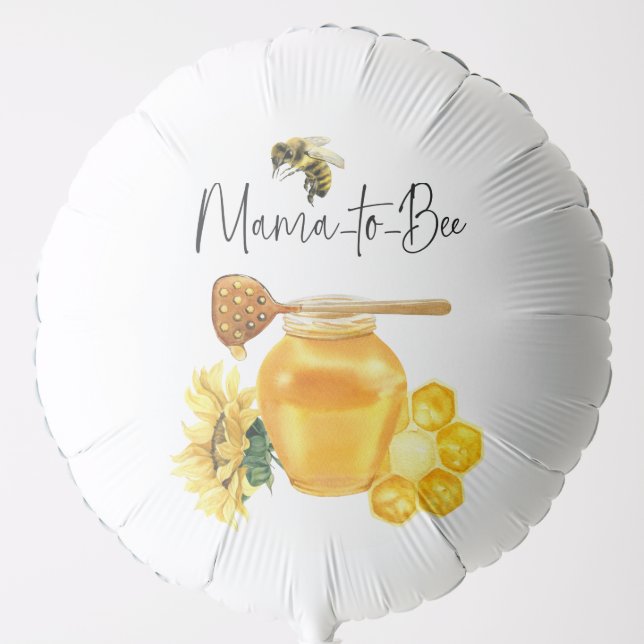 Yellow Honey Watercolor Sunflower Bee Baby Shower Balloon (Front)
