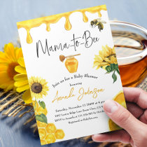 Yellow Honey Watercolor Sunflower Bee Baby Shower Invitation