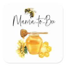Yellow Honey Watercolor Sunflower Bee Baby Shower Square Sticker