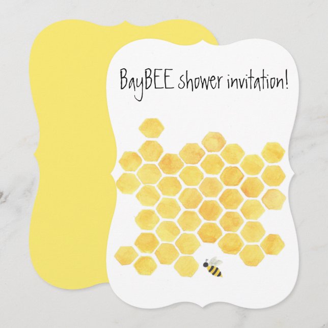 Yellow honeybee Baby shower invitation (Front/Back)