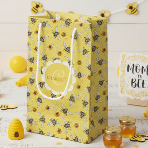 Yellow Honeybee & Cosmos Floral Small Gift Bag