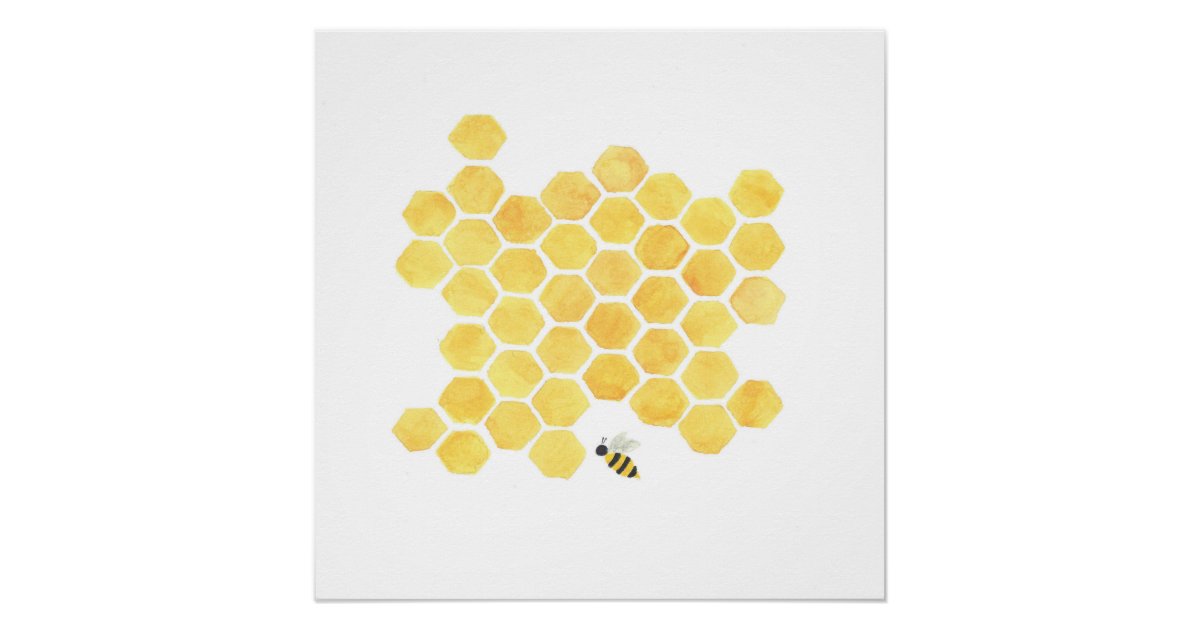 Yellow Honeybee Painting Art Wall Decor Poster Zazzle Com