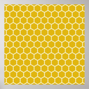 Yellow Honeycomb Bee Hive Hexagonal Pattern Poster