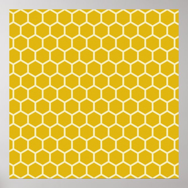 Yellow Honeycomb Bee Hive Hexagonal Pattern Poster (Front)