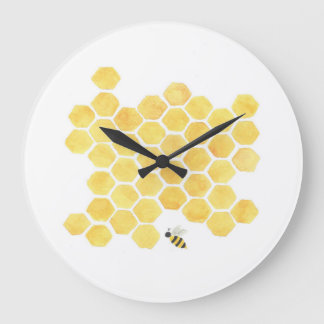 Yellow honeycomb bee wall clock