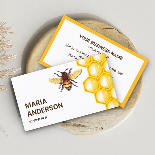 Yellow Honeycomb Beehive Honey Bee Beekeeper Business Card