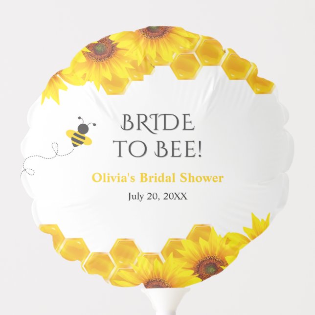 Yellow Honeycomb Bride to Bee Bridal Shower  Balloon (Front)