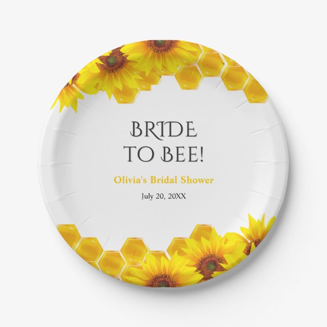 Yellow Honeycomb Bride to Bee Bridal Shower  Paper Plates (Front)