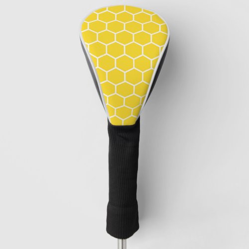 Yellow Honeycomb Geometric White Lines Bumblebee Golf Head Cover