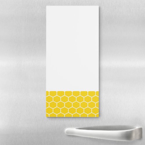 Yellow Honeycomb Geometric White Lines Bumblebee Magnetic Notepad