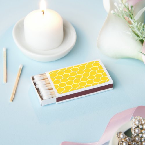 Yellow Honeycomb Geometric White Lines Bumblebee Matchboxes