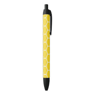 Yellow Honeycomb Geometric White Lines Bumblebee Pen