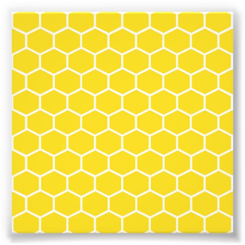 Yellow Honeycomb Geometric White Lines Bumblebee Photo Print