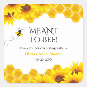 Yellow Honeycomb Meant to Bee Bridal Shower Square Sticker