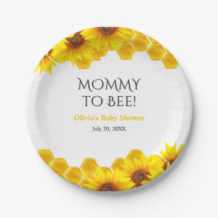 Yellow Honeycomb Mommy to Bee Baby Shower Paper Plates