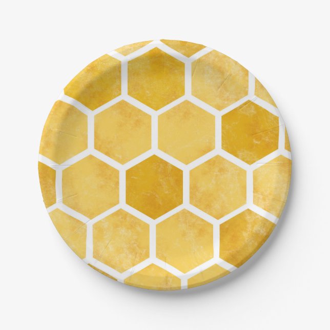 Yellow honeycomb paper plate (Front)