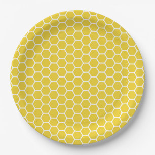 Yellow Honeycomb Paper Plates