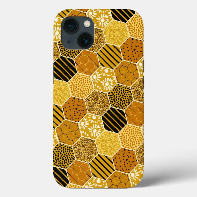 Yellow Honeycomb Pattern Case-Mate iPhone Case (Back)