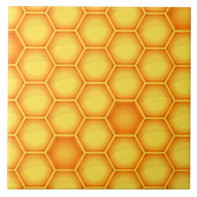 Yellow Honeycomb Pattern Ceramic Tile (Front)