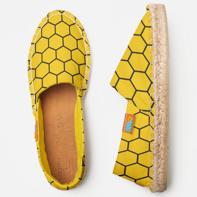 Yellow Honeycomb Pattern Espadrilles (Side)