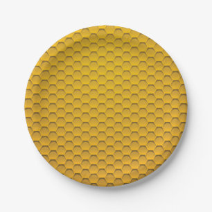 Yellow Honeycomb Pattern Paper Plates