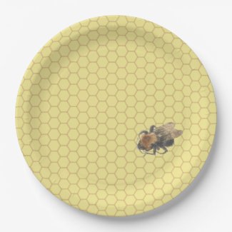 Yellow Honeycomb Pattern & Vintage Honeybee