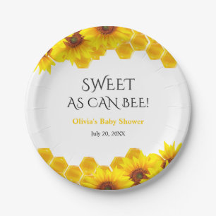 Yellow Honeycomb Sweet as can Bee Baby Shower Paper Plates