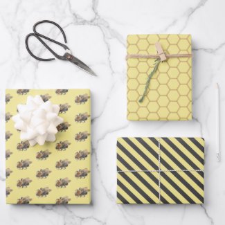 Yellow Honeycomb & Vintage Honeybees & Stripes