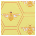 Yellow honeycomb with honey bees fabric
