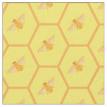 Yellow honeycomb with honey bees fabric