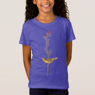 Yellow Hooded Warbler Audubon Bird on Red Flower T-Shirt