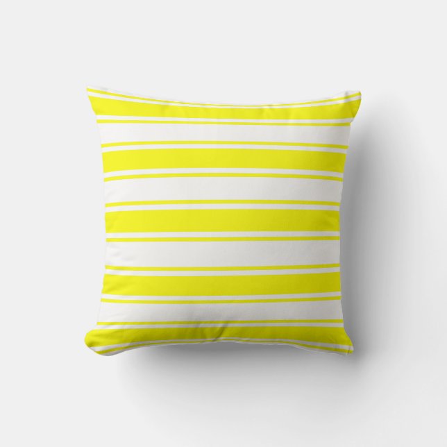 Yellow Horizontal Stripe Throw Pillow (Front)