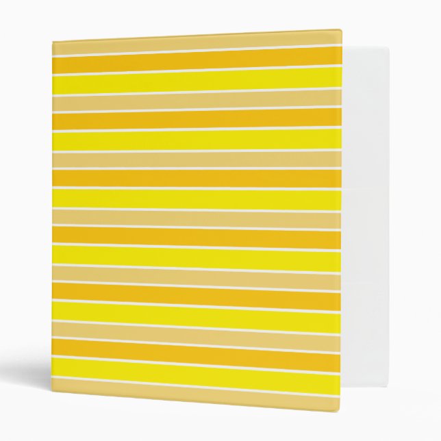 Yellow Horizontal Stripes 3 Ring Binder (Front/Inside)