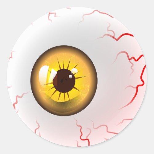 Yellow Horror Eyeball Classic Round Sticker