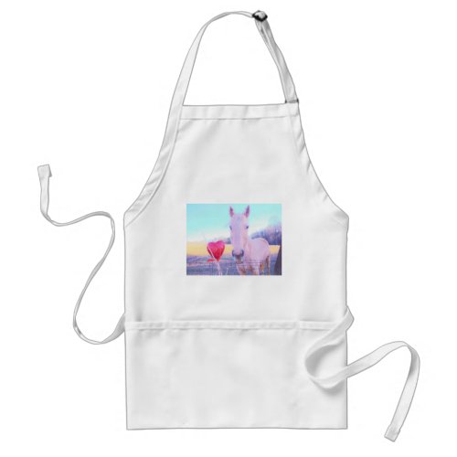 Yellow Horse and Red  Heart Adult Apron