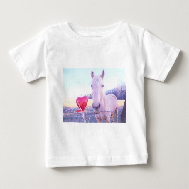 Yellow Horse and Red  Heart Baby T-Shirt (Front)
