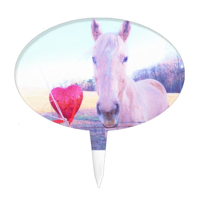 Yellow Horse and Red  Heart Cake Topper (Front)