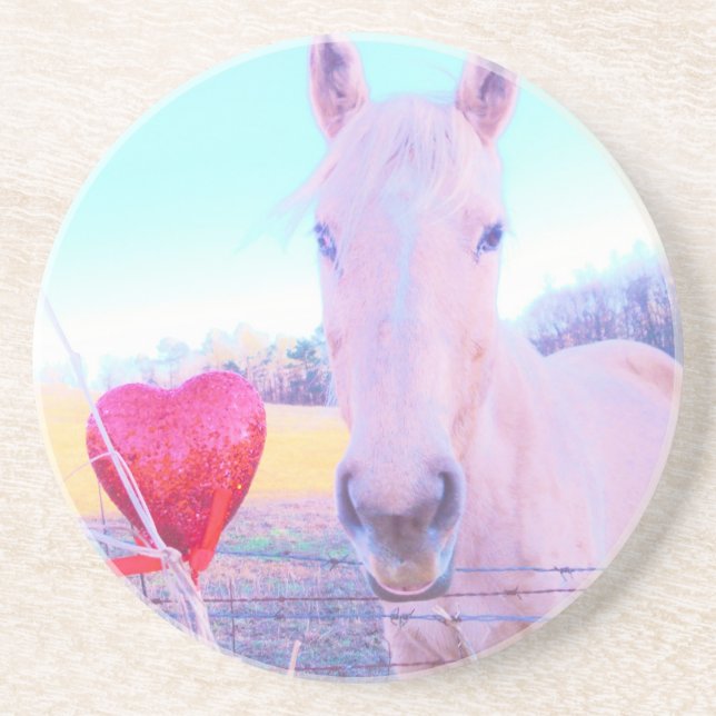 Yellow Horse and Red  Heart Coaster (Front)