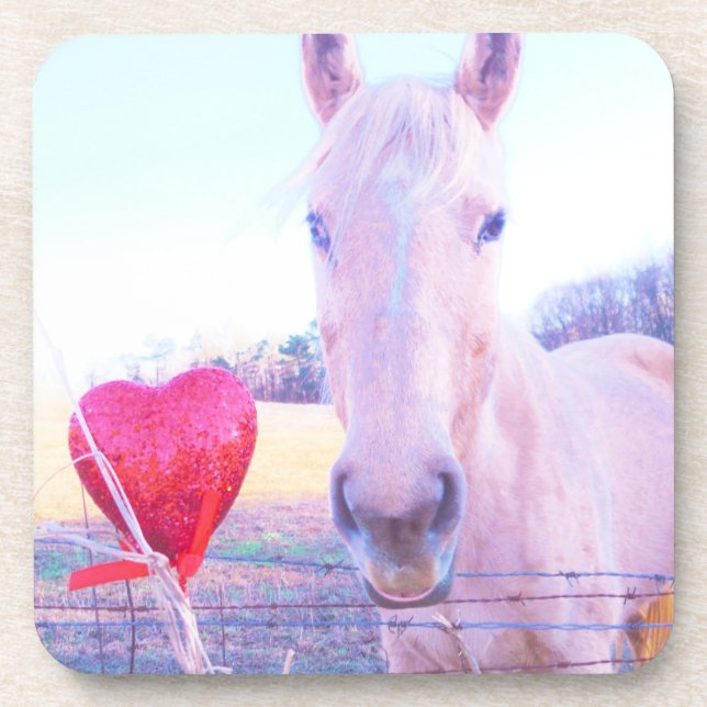 Yellow Horse and Red  Heart Coaster (Front)